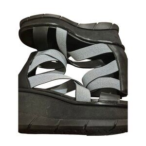 Sorel Black & Grey Gladiator Wedge Sandals Size 8.5